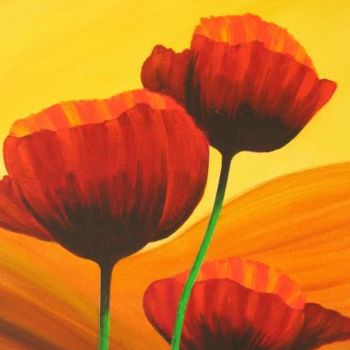 Painting titled "coquelicots" by Marie-Christine Cottarel, Original Artwork