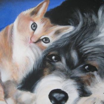 "chien et chat" başlıklı Tablo Marie-Christine Cottarel tarafından, Orijinal sanat