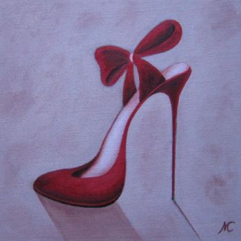 Painting titled "escarpin rouge" by Marie-Christine Cottarel, Original Artwork