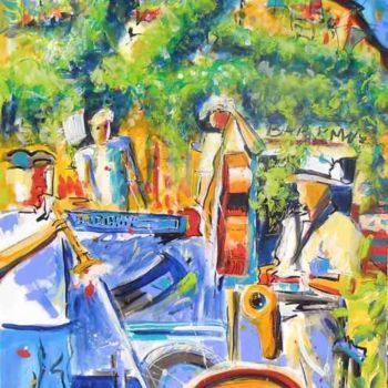 Peinture intitulée "jazz dans les glyci…" par Mp.Chevalier, Œuvre d'art originale, Acrylique