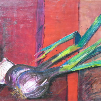 Painting titled "red onions" by Mp.Chevalier, Original Artwork, Acrylic