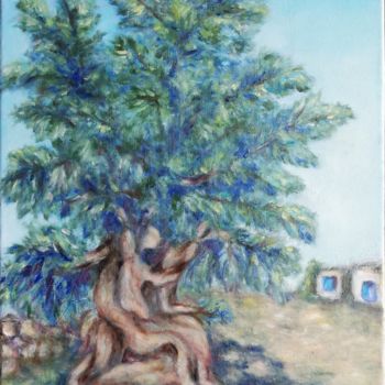 Painting titled "L'arbre de vie" by Marie-Claire Marin, Original Artwork, Oil
