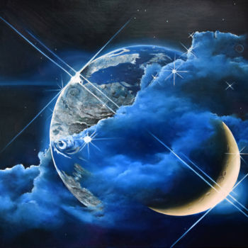 Schilderij getiteld "planete.jpg" door Houmeau-Glowicki, Origineel Kunstwerk, Olie