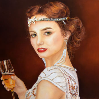 Malarstwo zatytułowany „Champagne !” autorstwa Houmeau-Glowicki, Oryginalna praca, Olej