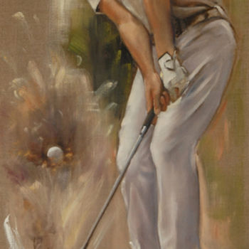 Painting titled "Joueur de Golf" by Marie Claude Delesse, Original Artwork, Acrylic