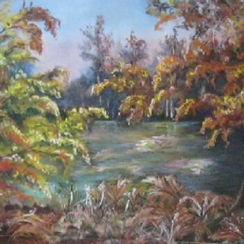 Pittura intitolato "automne au bord de…" da Marie Claude Ramain, Opera d'arte originale