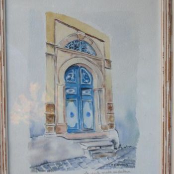 Schilderij getiteld "la porte arabo-anda…" door Marie Claude Ramain, Origineel Kunstwerk, Olie