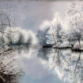 Painting titled "hiver sur les bords…" by Marie Claude Ramain, Original Artwork