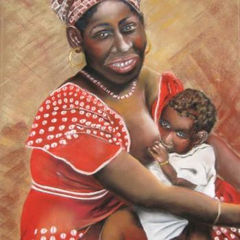 Pintura intitulada "mamma africa" por Marie Claude Ramain, Obras de arte originais