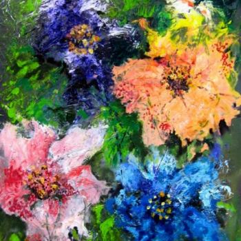 Painting titled "printemps fleuri" by Marie Claude Ramain, Original Artwork