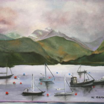Painting titled "h-le-port-d-ulapool…" by Marie Claude Ramain, Original Artwork, Oil