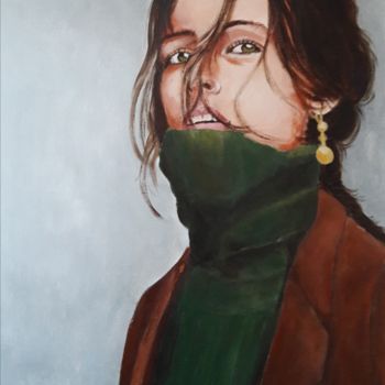 Painting titled "Portrait femme Pein…" by Marie Colombier, Original Artwork, Acrylic