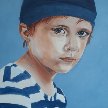 Peinture intitulée "Portrait garçon pei…" par Marie Colombier, Œuvre d'art originale, Acrylique
