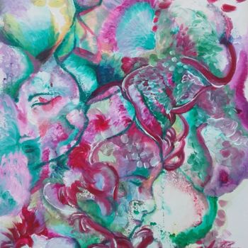 Painting titled "flower petals" by Marie B., Original Artwork, Acrylic