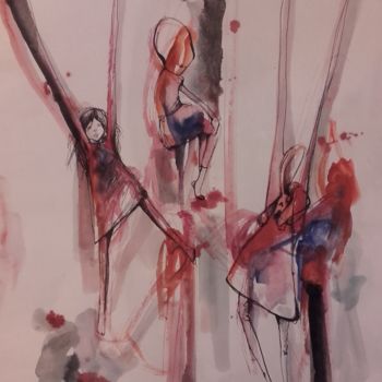 Painting titled "human/respire" by Marie B., Original Artwork, Ink