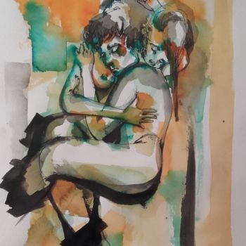 Painting titled "Tender embrace" by Marie B., Original Artwork, Ink