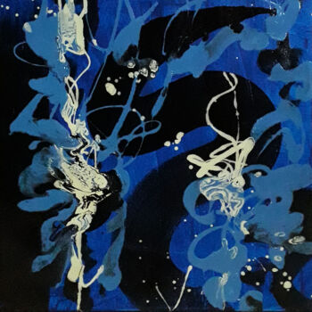 Painting titled "Bleu n°2" by Marie Edmée Séguin, Original Artwork, Acrylic Mounted on Wood Stretcher frame