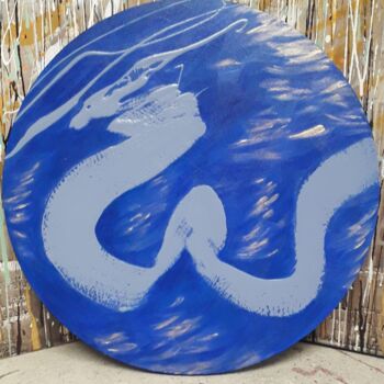 Malarstwo zatytułowany „Bleu n°9” autorstwa Marie Edmée Séguin, Oryginalna praca, Akryl Zamontowany na Drewniana rama noszy