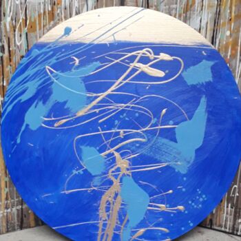 Картина под названием "Bleu n°11" - Marie Edmée Séguin, Подлинное произведение искусства, Акрил Установлен на Деревянная рам…