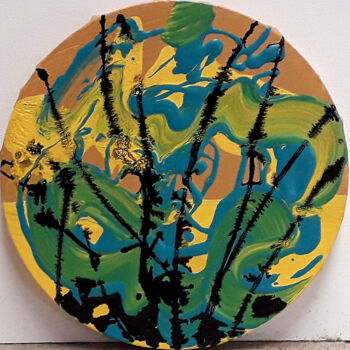 Peinture intitulée "Paysage jaune" par Marie Edmée Séguin, Œuvre d'art originale, Acrylique Monté sur Châssis en bois