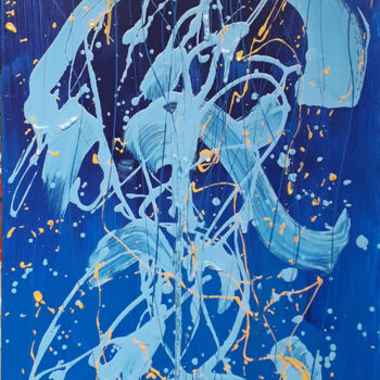 Painting titled "Valse bleue" by Marie Edmée Séguin, Original Artwork, Acrylic Mounted on Wood Stretcher frame