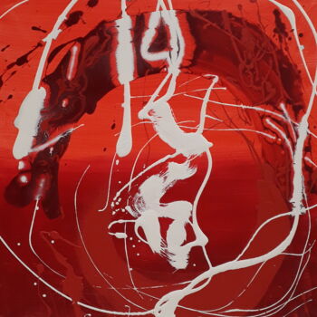 Картина под названием "Feu solaire 3" - Marie Edmée Séguin, Подлинное произведение искусства, Акрил Установлен на Деревянная…