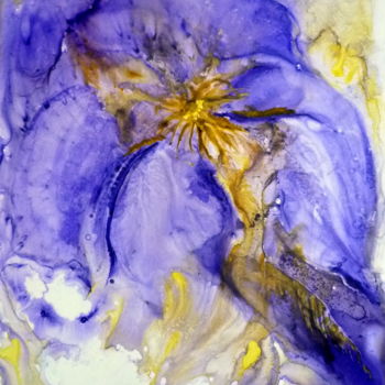 Картина под названием "l'iris" - Marie-Françoise Vigreux, Подлинное произведение искусства, Акварель