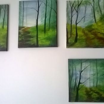 Картина под названием "En forêt 1, 2, 3, 4" - Marie Foisnet, Подлинное произведение искусства