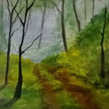 Painting titled "En forêt 1" by Marie Foisnet, Original Artwork