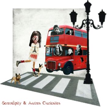 Collages getiteld "salome-le-bus-rouge…" door Marie Godichaud, Origineel Kunstwerk
