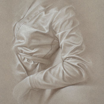 Peinture intitulée "étude"drapé d'esqui…" par Marie-Hélène Yernaux, Œuvre d'art originale, Pastel