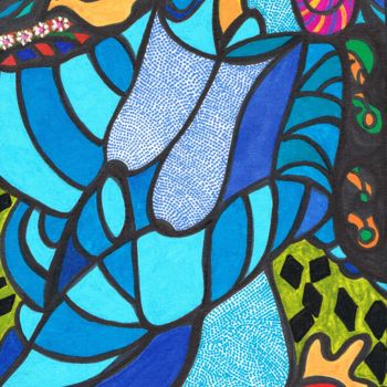 Desenho intitulada "femme bleue" por Marie-José Sintes, Obras de arte originais, Marcador