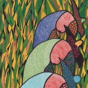 Drawing titled "La moisson" by Marie-José Sintes, Original Artwork, Marker