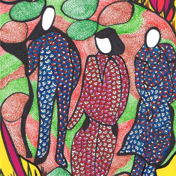 Drawing titled "promenade" by Marie-José Sintes, Original Artwork, Marker