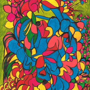 Dessin intitulée "Les fruits" par Marie-José Sintes, Œuvre d'art originale, Acrylique