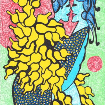 Drawing titled "Femmes" by Marie-José Sintes, Original Artwork, Marker