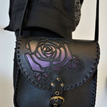 Artcraft titled "Besace noire en cui…" by Marieke Creation, Original Artwork, Handbags