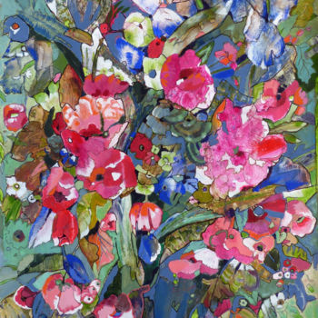Pittura intitolato "Bouquet du jardin d…" da Mariekverbois, Opera d'arte originale