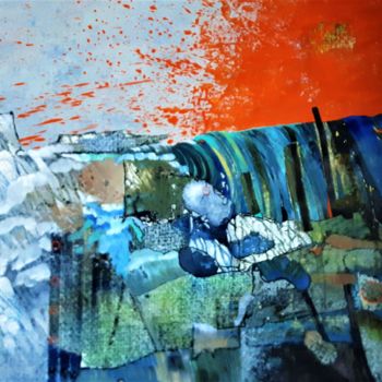 Картина под названием "Tsunami VERT" - Mariekverbois, Подлинное произведение искусства, Цифровая живопись