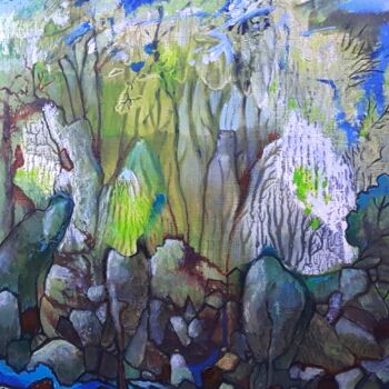 Peinture intitulée "Roches en montagne" par Mariekverbois, Œuvre d'art originale, Acrylique