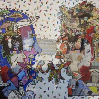 Collages intitolato "Les champignons" da Mariekverbois, Opera d'arte originale, Collages