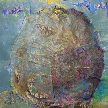 Картина под названием "Big blue stone." - Mariekverbois, Подлинное произведение искусства, Акрил