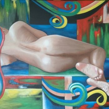 Peinture intitulée "descanso-desnudo.jpg" par Mariela Piccamiglio González, Œuvre d'art originale, Huile