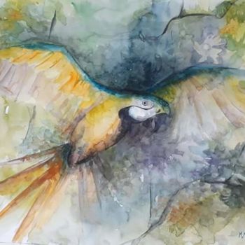 Painting titled "Guacamayo/ Macaw" by Mariela Monges Aréjola, Original Artwork, Watercolor