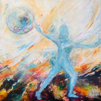Картина под названием ""Equilibre"" - Marie Laplace, Подлинное произведение искусства, Акрил Установлен на Деревянная рама д…