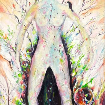 제목이 "Venus et l'univers"인 미술작품 Marie Laplace로, 원작, 아크릴 나무 들것 프레임에 장착됨