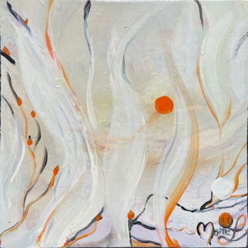 Malarstwo zatytułowany „"Le point orange"” autorstwa Marie Laplace, Oryginalna praca, Akryl Zamontowany na Drewniana rama no…