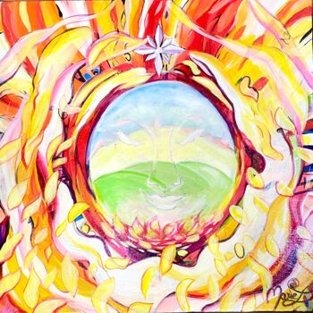 Painting titled "ENERGIE DE FEU" by Marie Laplace, Original Artwork, Acrylic Mounted on Wood Stretcher frame
