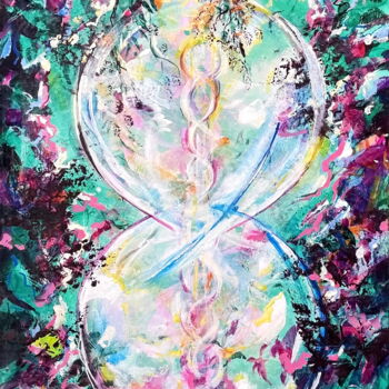 Painting titled "INFINI CREATION" by Marie Laplace, Original Artwork, Acrylic Mounted on Wood Stretcher frame