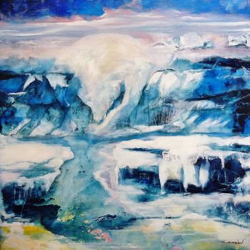 Painting titled "Reine des Glaces 60…" by Marie Laplace, Original Artwork, Acrylic Mounted on Wood Stretcher frame
